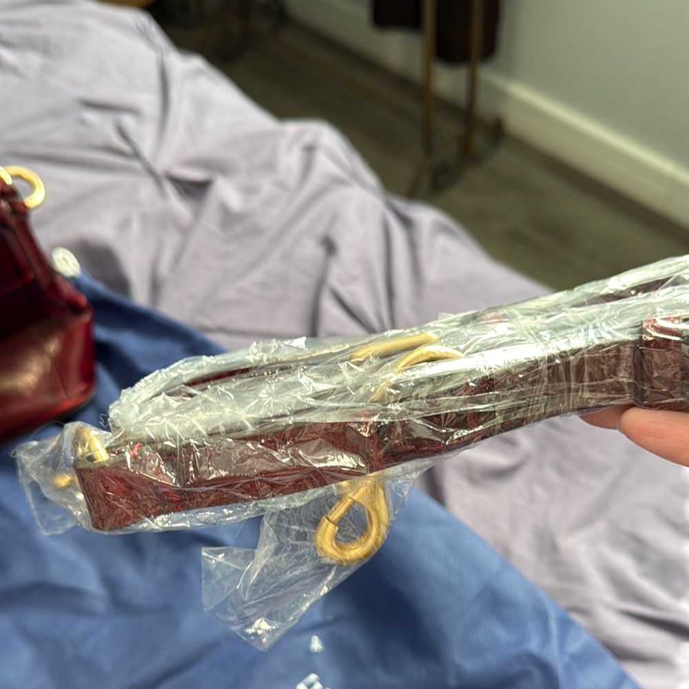 Dooney & Bourke Burgundy Croc-Embossed Satchel - Picture 13 of 13